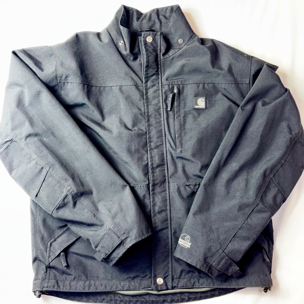 Carhartt Coat Heavy Duty Jacket Mens Medium Black Waterproof Breathable J162BLK